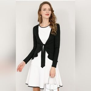 Allegra K 3xBlack Knit Cardigan with Silver Metallic Includes 3x Wide Leg Pants.